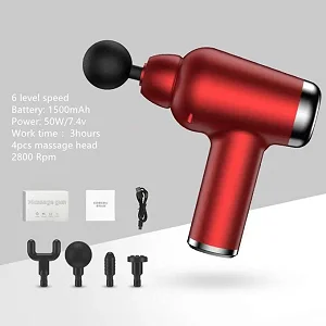 Rechargeable Deep Tissue Massage Gun with 4 Massage Heads & 6 Speed Levels