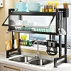 Over The Sink Dish Drying Rack Dish Drainer for Kitchen Storage & Organization – Black
