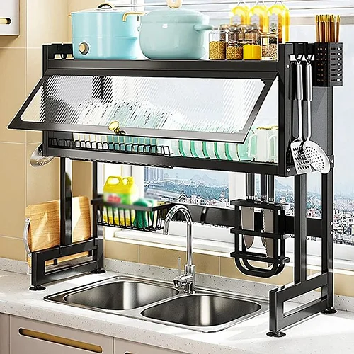 Over The Sink Dish Drying Rack Dish Drainer for Kitchen Storage &amp; Organization – Black
