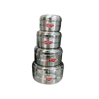 4-Piece Stainless Steel Food Container Set – Reusable Lunch Box Tiffin