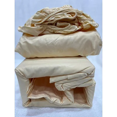 5x6 4Pcs Fitted Bedsheet Set – Fitted Sheet, Flat Sheet &amp; 2 Pillow Cases -Cream
