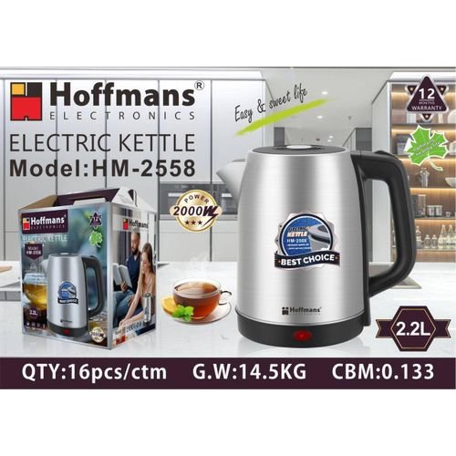 Hoffmans HM-2558. 2.2 Litres Fast Boiling Electric Kettle / Percolator