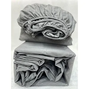 5x6 4Pcs Fitted Bedsheet Set – Fitted Sheet, Flat Sheet & 2 Pillow Cases - Grey