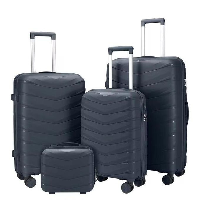 Set Of 4 pieces Rubber Suitcase - Black (Design Print Vary)