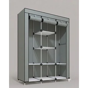 Portable Fabric Foldable Clothes Closet Wardrobe - Grey
