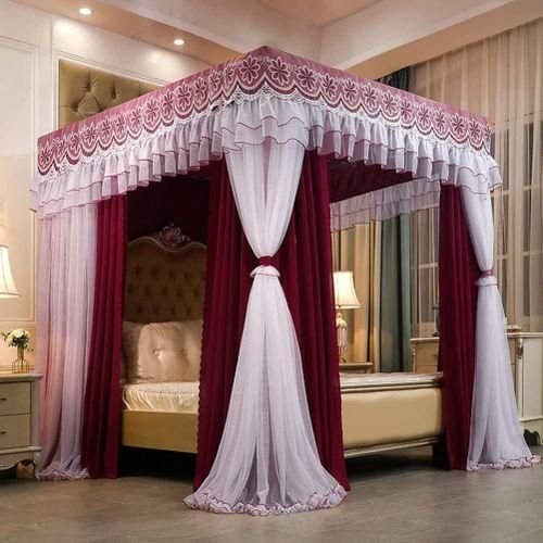 (6*6) 4 stand curtain mosquito net - Top Design May Vary