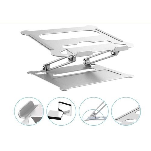 Aluminium Laptop Stand for Laptops Lift for Desk Metal Holder Compatible with 10 to 17 Inch -Silver