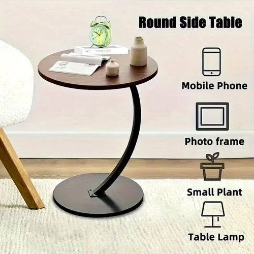 Round Side Table, Coffee Table with Wooden Tray, Modern Style Coffee Tray Table