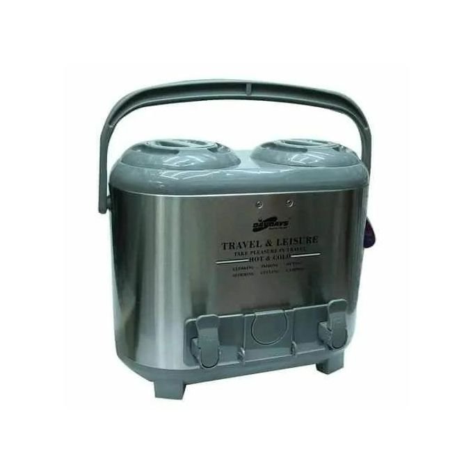 15 Litre Twin Flask - Hot And Cold Beverage Dispenser - Silver