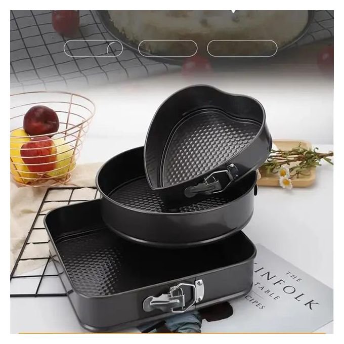 3PCS Non-Stick Cake Moulds Set – Black