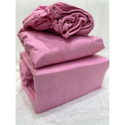 6x6 4Pcs Fitted Bedsheet Set – 1 Fitted Sheet, 1 Flat Sheet &amp; 2 Pillow Cases -Pink