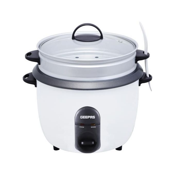 Geepas 2.8 Liters Non Stick Automatic Rice Cooker GRC4327-White/Silver