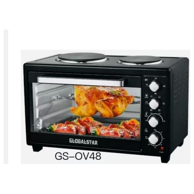 48L Global Star Electric oven with rotisserie with double hot pates - Black