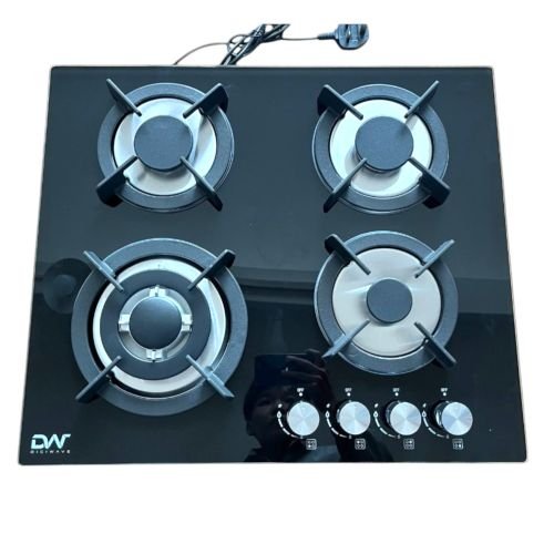 Digiwave 4 Burner Gas Stove Built In Tempered Glass Black Surface