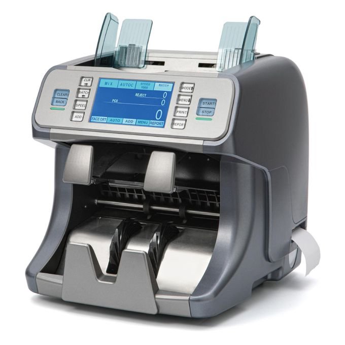 Banknote Counter and Sorting Money Counting Machine with 4.3” Touch Screen, UV/MG/IR Detection, Dual CIS Sensors – Gray
