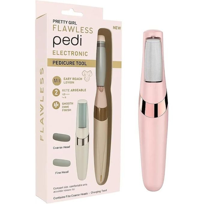 Flawless Pedicure Tool, Rechargeable & Cordless, Removes Calluses, Remove Hard, Dry & Cracked Skin on Feet, Two Speeds, Two Heads, Built-In LED Light