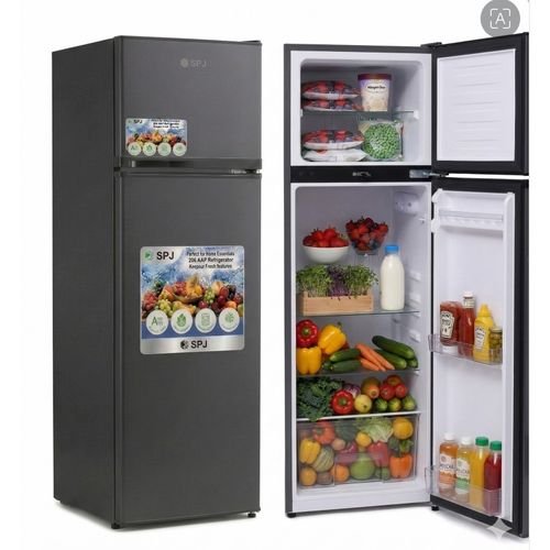 SPJ 189L Double Door Refrigerator / Fridge (RF-GRY189C) - Dark Grey