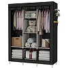 3 Column Metallic Cloth Wardrobe (Not Assembled) - Black