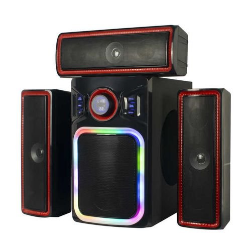 AILIPU Multimedia FM/USB Speaker System With Personalized Lights - Black