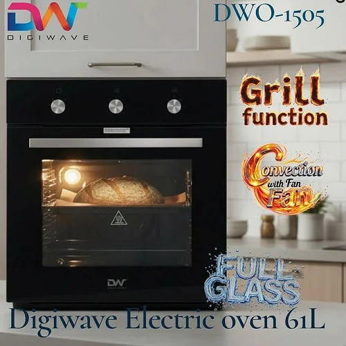 Digiwave 61 Litres Built In Oven With Convection Fan and Grill Function- Black