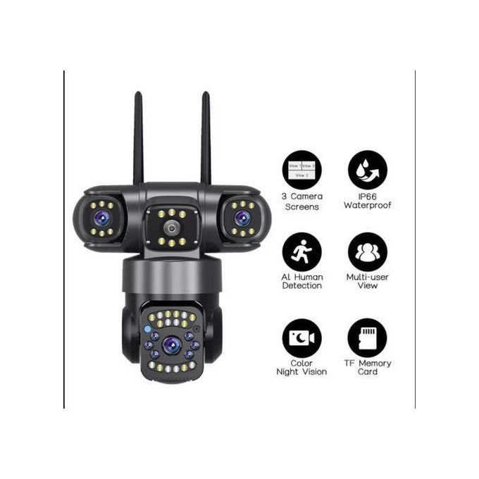 3 Lens and 3 Screens 4G PTZ Camera 6MP WiFi Security CCTV Wireless IP Triple-Lens Network PTZ Triple Screens Camera