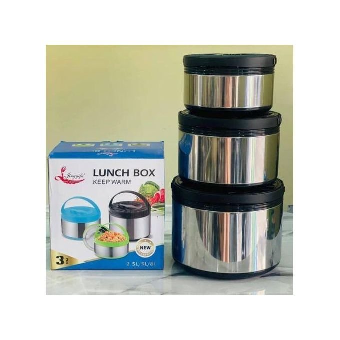 Lunch box food flask for keeping food warm it comes with 3 pieces the small,medium and big keeps 24 hours hot