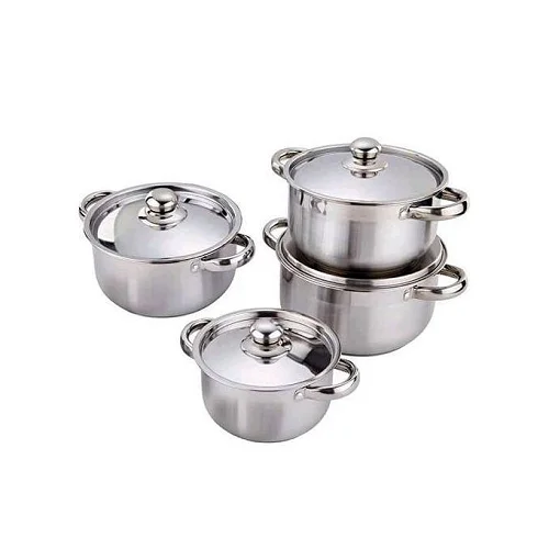 8 Piece Stainless Steel Saucepans Cookware Pots Set – Silver