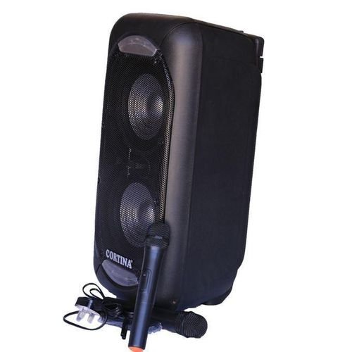 Cortina Dual 10 inches Amplified Public Address Speaker Rechargeable .Black_ 1 year warranty