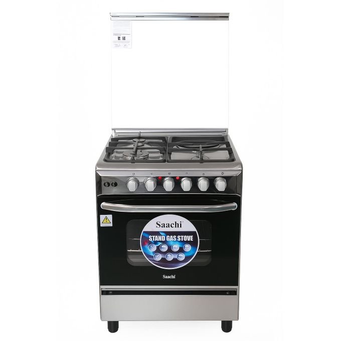 60×60cm Saachi 3 Gas + 1 Electric Stove Cooker with Electric Oven  – Silver