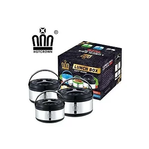 3Pcs Stainless Steel Lunch Box Warmers 2.5L, 5L & 8L
