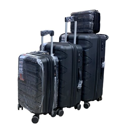 Set Of 4 Pcs  Waterproof Rubber Suitcase - (L,M,S,XS) - Black