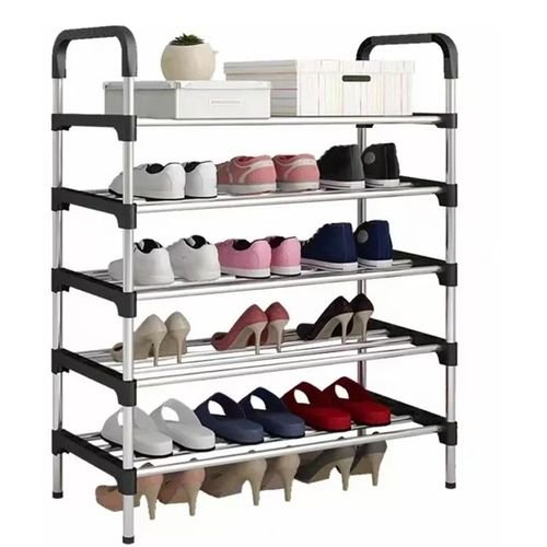 5-Layers Shoe Rack Storage Organizer 15 Pairs Large Capacity - Black
