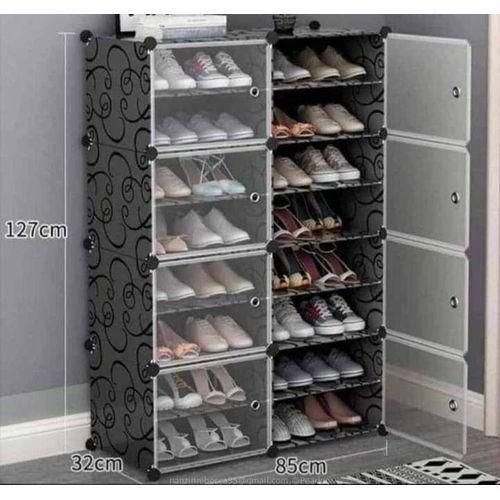 8 door Plastic shoe rack 32 pairs Black