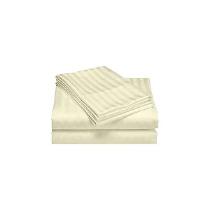 5X6 Egyptian Striped Bedsheets Set – 2 Bedsheets and 2 Pillowcases - Cream