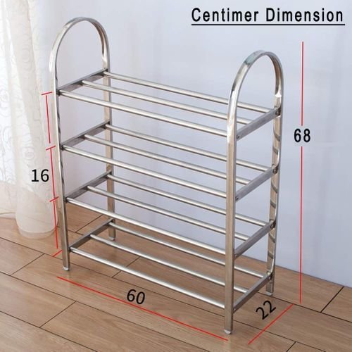 4 Layer Metallic Free Standing Shoe Rack- Silver