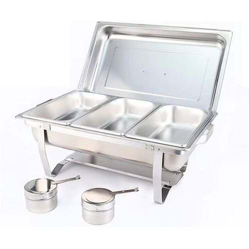 3 compartment stainless steel chaffing dish food warmer