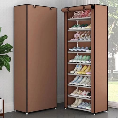 Metallic Shoe Rack 9 Layer - Brown