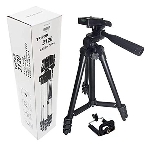 Adjustable Portable and Foldable Tripod Stand Mobile Clip and Camera Holder with Bag