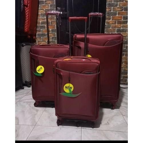 Leaves King Set Of 3 Trolley Bags - Wine/red