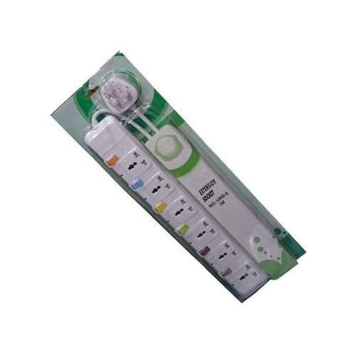 G & T 6 Outlets Extension Cable- Good Quality - 6 Sockets, Durable & Safe- White