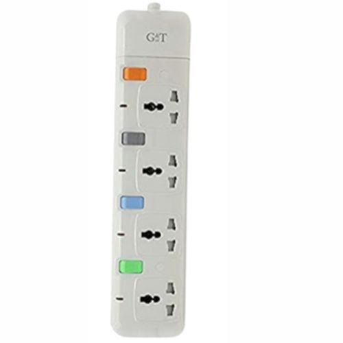 G & T 4-Way 3meters Overload Protection Extension Cable Socket - White