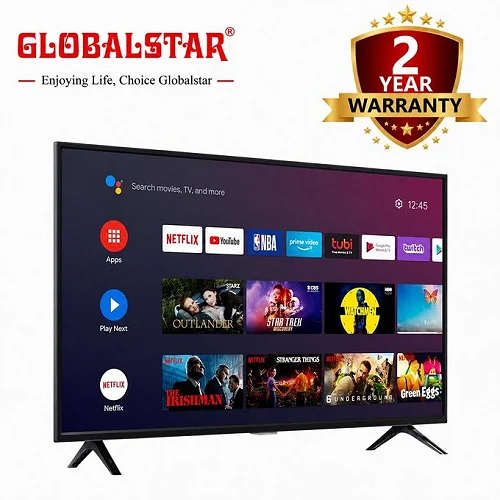 Globalstar 43UK64 43-Inch Frameless Smart Android TV - Bluetooth, YouTube &amp; Wi-Fi