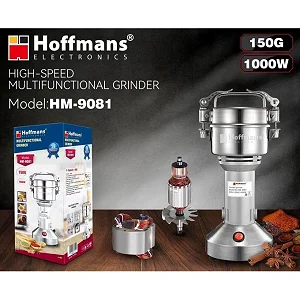 Hoffmans HM-9081 Electric High-Speed Multifunctional Grinder – Coffee, Spice & Dry Food Grinder – Silver