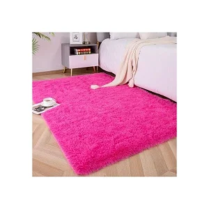 2 × 2.3m Large Fluffy Soft Center Carpet – Luxury Floor Rug - Pink