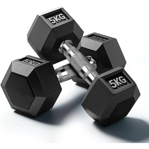 Pair Of 5Kg Gym Weight Dumbbells / Dumbells - Black
