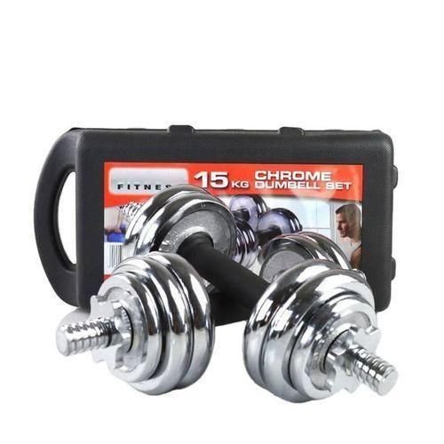 Dumbells 15Kg Set - Silver, Black