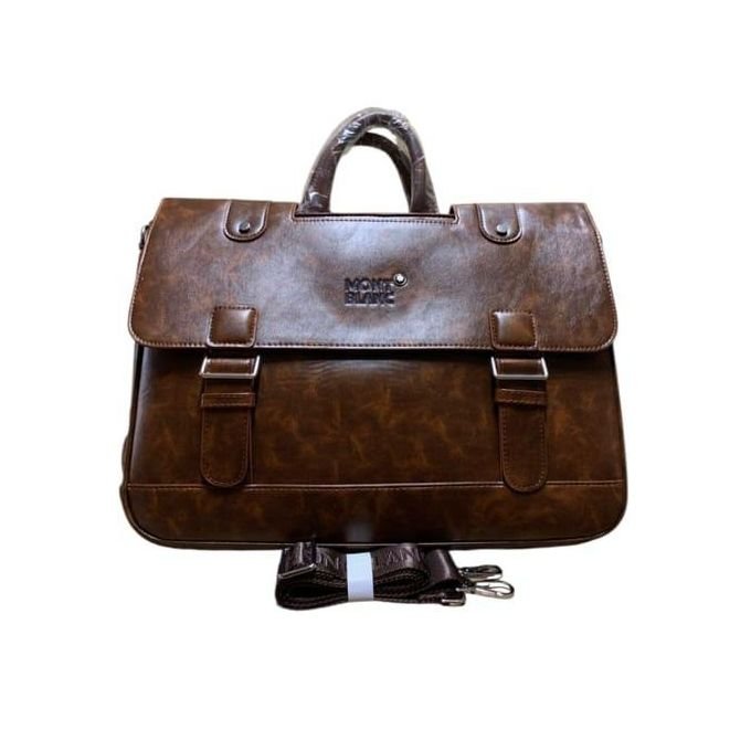 15.5" Mont Blanc Leather Laptop Briefcase Bag  - Coffee Brown
