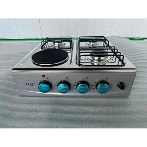 Pixel 3 Gas + 1 Electric 4-Burner Countertop Gas Cooker – Auto-Ignition, 55×50cm, Silver