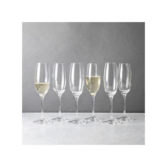 Set Of 6 Champagne Glasses - Clear