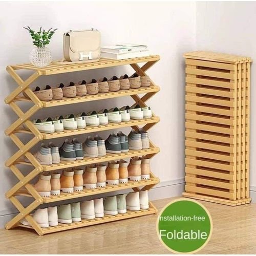 6 Tier Bamboo foldable shoe rack